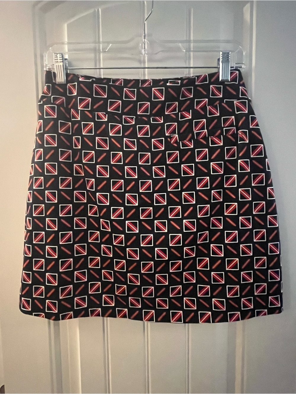 Tail Golf Skirt Black, Red & White Geometric Squares, XS
